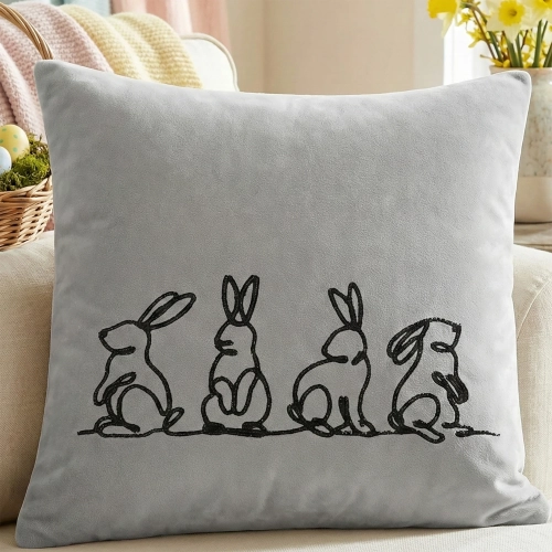 POSZEWKA DEKORACYJNA PREMIUM WELUROWA 40x40 Z HAFTEM WIELKANOCNA VELVET