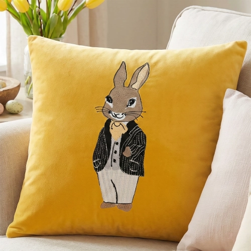 POSZEWKA DEKORACYJNA PREMIUM WELUROWA 40x40 Z HAFTEM WIELKANOCNA VELVET