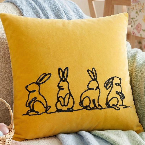 POSZEWKA DEKORACYJNA PREMIUM WELUROWA 40x40 Z HAFTEM WIELKANOCNA VELVET