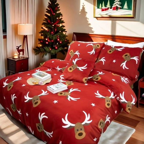 pościel świąteczna miś 160x200 cm renifery
