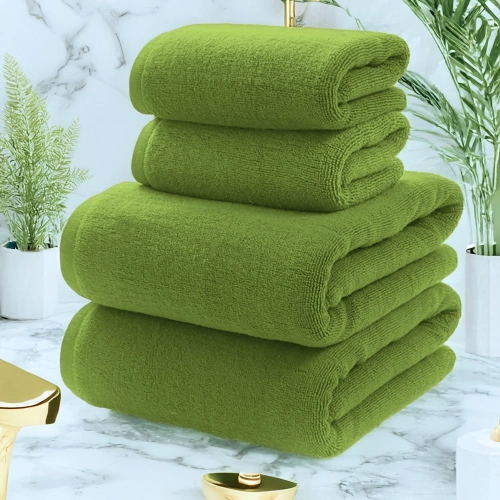 KOMPLET RĘCZNIKÓW FROTTE 2x 70X140 + 2x 50x100 400g/m2 GRUBE CHŁONNE OLIWKA