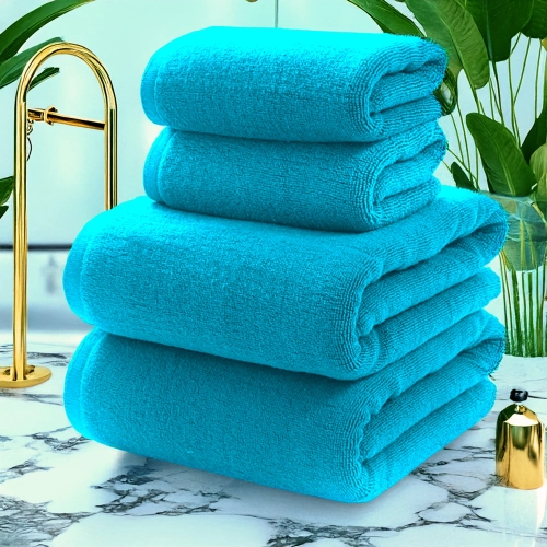 KOMPLET RĘCZNIKÓW FROTTE 2x 70X140 + 2x 50x100 400g/m2 GRUBE CHŁONNE TURKUS