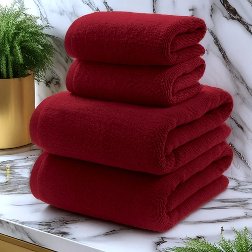 KOMPLET RĘCZNIKÓW FROTTE 2x 70X140 + 2x 50x100 400g/m2 GRUBE CHŁONNE BORDO