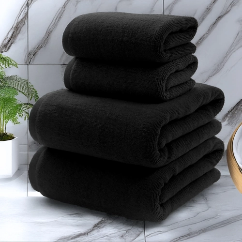 KOMPLET RĘCZNIKÓW FROTTE 2x 70X140 + 2x 50x100 400g/m2 GRUBE CHŁONNE CZARNY
