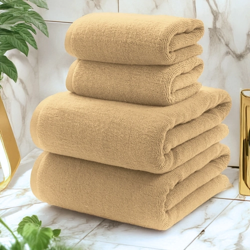 KOMPLET RĘCZNIKÓW FROTTE 2x 70X140 + 2x 50x100 400g/m2 GRUBE CHŁONNE PIASEK