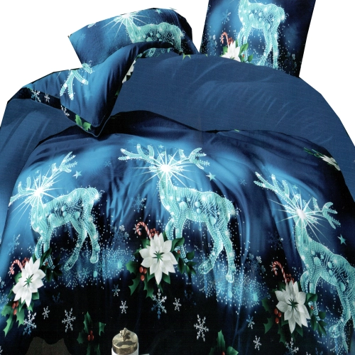 ŚWIĄTECZNA POŚCIEL BAWEŁNA SATYNOWA KOMPLET PRZEŚCIERADŁO PREZENT