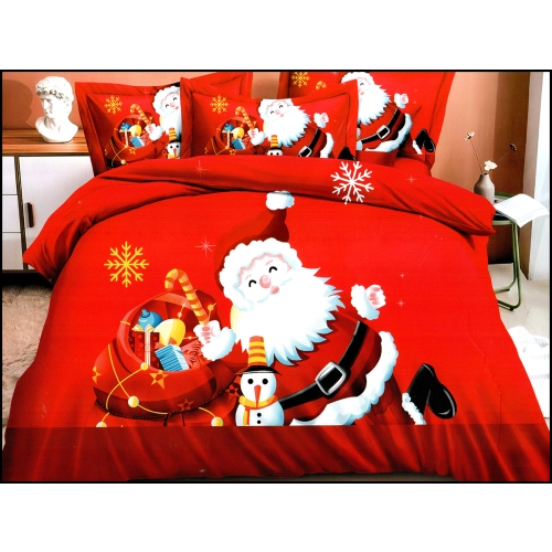 KOMPLET POŚCIELI SATYNA BAWEŁNIANA ŚWIĄTECZNA Z PRZEŚCIERADŁEM