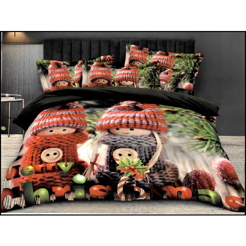 ŚWIĄTECZNA POŚCIEL 3D BAWEŁNA SATYNOWA 2 POSZEWKI 70X80 POSZWA