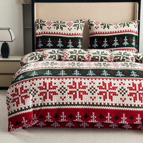 Pościel świąteczna miś 200x220 cm z prześcieradłem i poszewkami