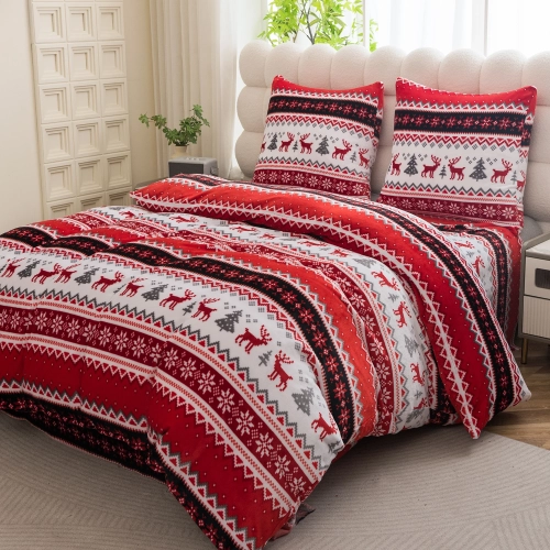 Pościel świąteczna miś 200x220 cm z prześcieradłem i poszewkami