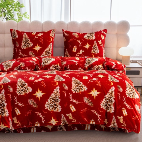 Pościel świąteczna miś 200x220 cm z prześcieradłem i poszewkami