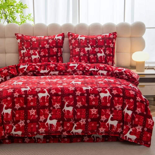 Pościel świąteczna miś 200x220 cm z prześcieradłem i poszewkami