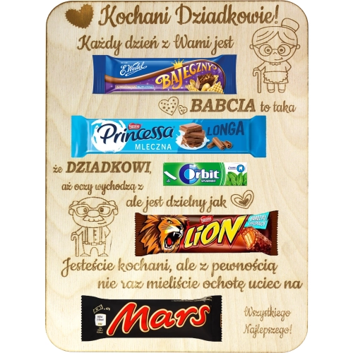 GOTOWA TABLICZKA ZE SŁODYCZAMI PREZENT DLA BABCI I DZIADKA SŁODYCZE ŚWIĘTA