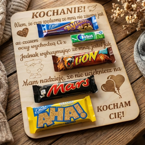 GOTOWA TABLICZKA ZE SŁODYCZAMI PREZENT WALENTYNKI DZIEŃ KOBIET CHŁOPAKA