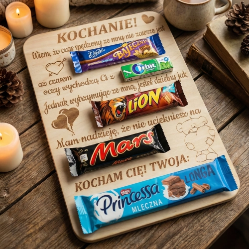GOTOWA TABLICZKA ZE SŁODYCZAMI PREZENT WALENTYNKI DZIEŃ KOBIET CHŁOPAKA