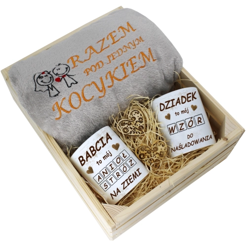 PREZENT ZESTAW KOC 160x200 + KUBKI BABCIA DZIADEK