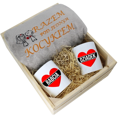 PREZENT ZESTAW KOC 160x200 + KUBKI BABCIA DZIADEK