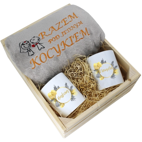 PREZENT ZESTAW KOC 160x200 + KUBKI BABCIA DZIADEK
