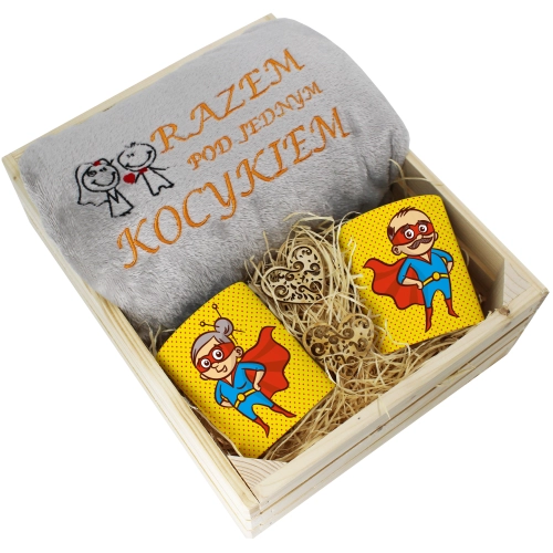 PREZENT ZESTAW KOC 160x200 + KUBKI BABCIA DZIADEK