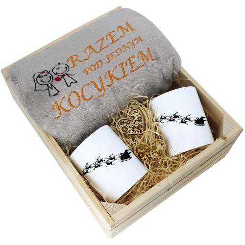 PREZENT ŚWIĄTECZNY ZESTAW KOC 160x200 + KUBKI