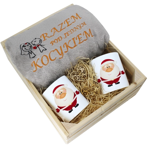 PREZENT ŚWIĄTECZNY ZESTAW KOC 160x200 + KUBKI