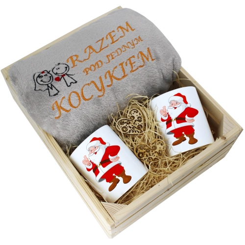 PREZENT ŚWIĄTECZNY ZESTAW KOC 160x200 + KUBKI