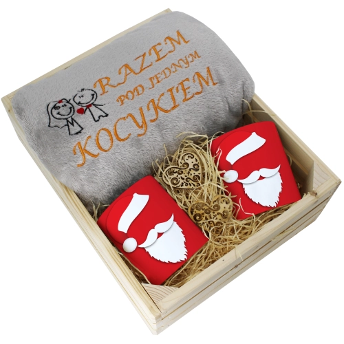 PREZENT ŚWIĄTECZNY ZESTAW KOC 160x200 + KUBKI