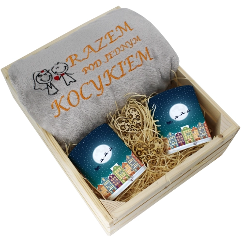 PREZENT ŚWIĄTECZNY ZESTAW KOC 160x200 + KUBKI