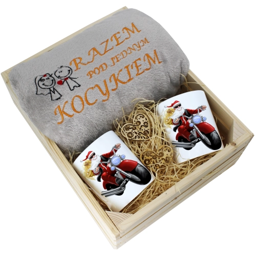 PREZENT ŚWIĄTECZNY ZESTAW KOC 160x200 + KUBKI