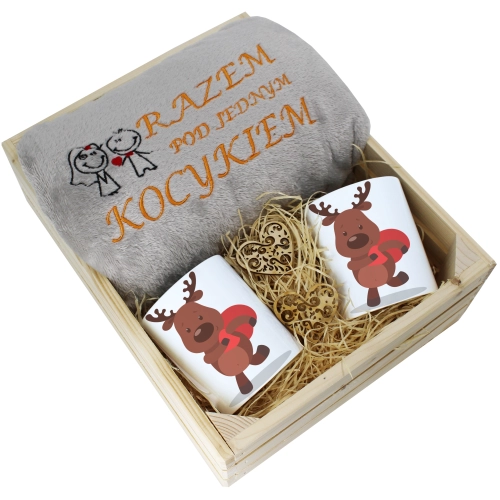 PREZENT ŚWIĄTECZNY ZESTAW KOC 160x200 + KUBKI