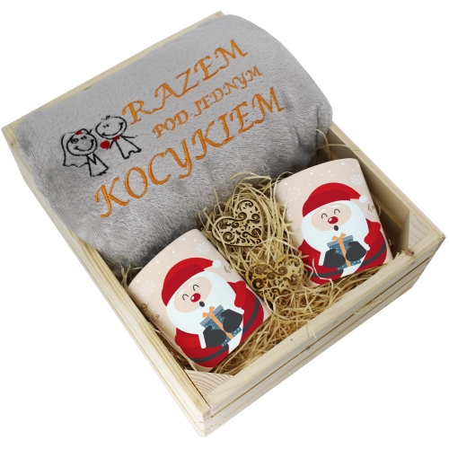 PREZENT ŚWIĄTECZNY ZESTAW KOC 160x200 + KUBKI