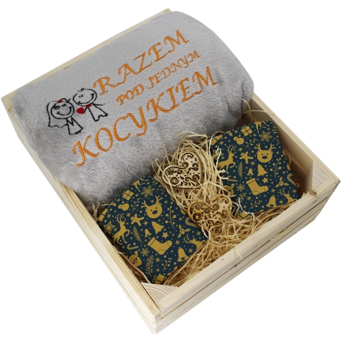 PREZENT ŚWIĄTECZNY ZESTAW KOC 160x200 + KUBKI