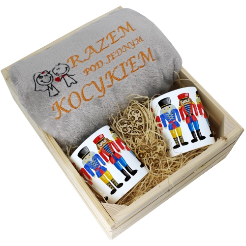 PREZENT ŚWIĄTECZNY ZESTAW KOC 160x200 + KUBKI