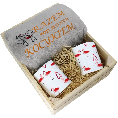 PREZENT ŚWIĄTECZNY ZESTAW KOC 160x200 + KUBKI