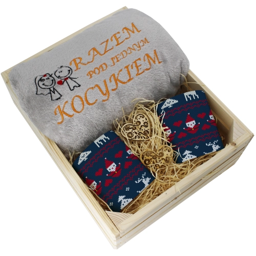 PREZENT ŚWIĄTECZNY ZESTAW KOC 160x200 + KUBKI