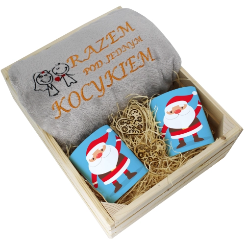 PREZENT ŚWIĄTECZNY ZESTAW KOC 160x200 + KUBKI