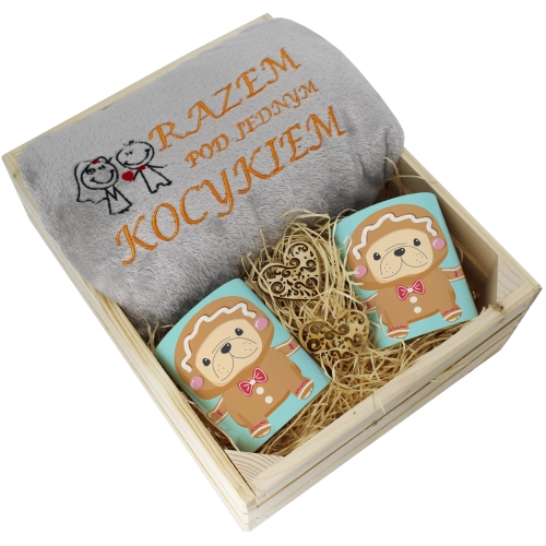 PREZENT ŚWIĄTECZNY ZESTAW KOC 160x200 + KUBKI