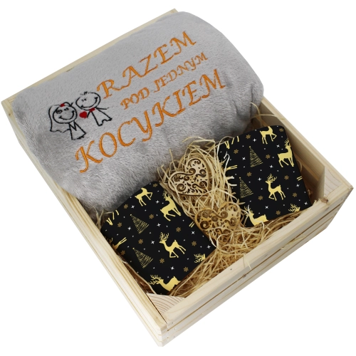 PREZENT ŚWIĄTECZNY ZESTAW KOC 160x200 + KUBKI