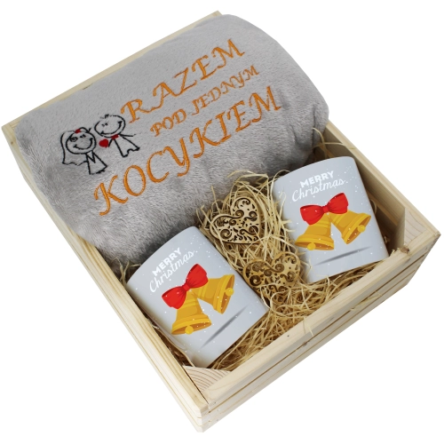 PREZENT ŚWIĄTECZNY ZESTAW KOC 160x200 + KUBKI