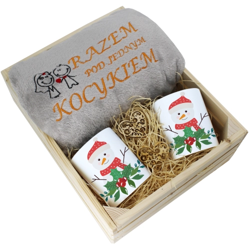 PREZENT ŚWIĄTECZNY ZESTAW KOC 160x200 + KUBKI