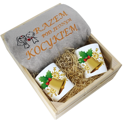 PREZENT ŚWIĄTECZNY ZESTAW KOC 160x200 + KUBKI