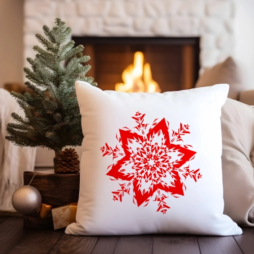 PODUSZKA DEKORACYJNA 40X40 ŚWIĄTECZNA ŚNIEŻYNKA