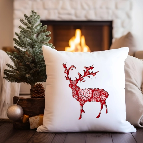 PODUSZKA DEKORACYJNA 40X40 ŚWIĄTECZNA RENIFER