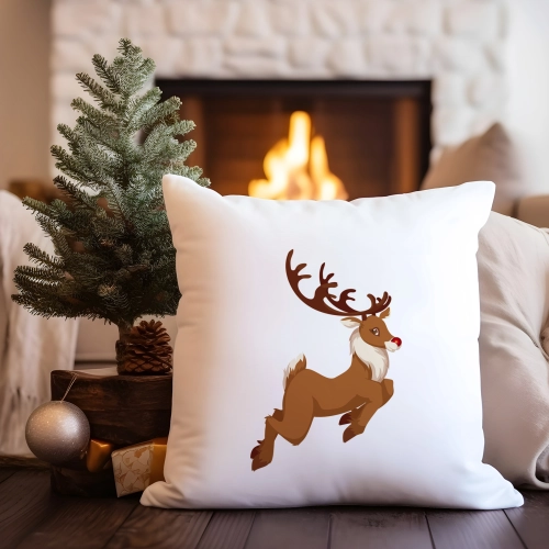 PODUSZKA DEKORACYJNA 40X40 ŚWIĄTECZNA RENIFER