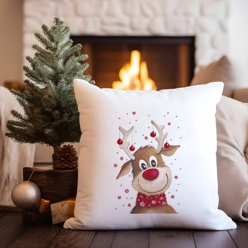 PODUSZKA DEKORACYJNA 40X40 ŚWIĄTECZNA RENIFER