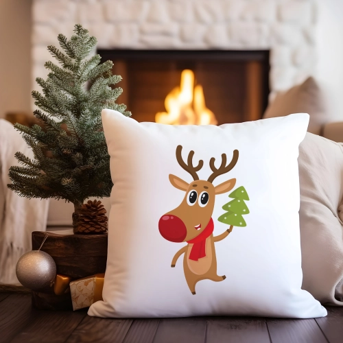 PODUSZKA DEKORACYJNA 40X40 ŚWIĄTECZNA RENIFER
