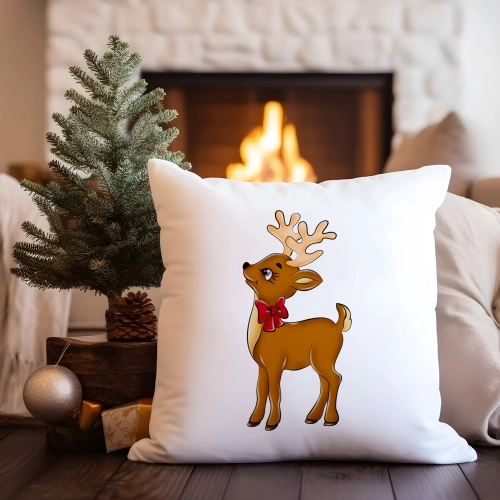 PODUSZKA DEKORACYJNA 40X40 ŚWIĄTECZNA RENIFER