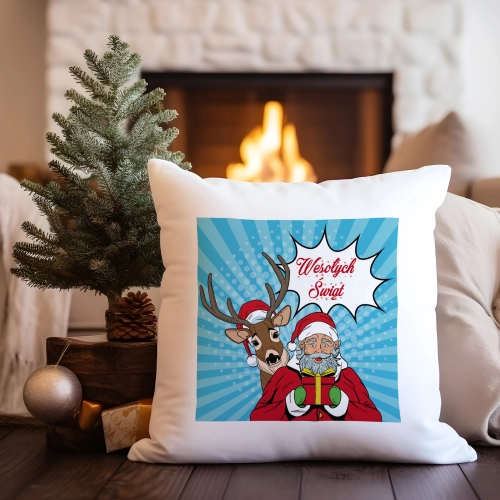 PODUSZKA DEKORACYJNA 40X40 ŚWIĄTECZNA MIKOŁAJ