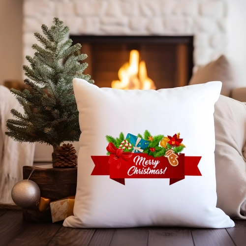 PODUSZKA DEKORACYJNA 40X40 ŚWIĄTECZNA NA PREZENT