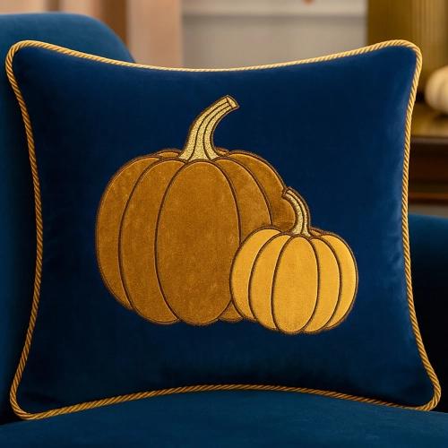 Jesienna poszewka dekoracyjna 40x40 cm z haftem dyni na welurze premium – polska produkcja J&W